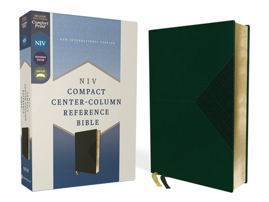 Niv, Compact Center-Column Reference Bible, Leathersoft, Green, Red Letter, Comfort Print - Ingram