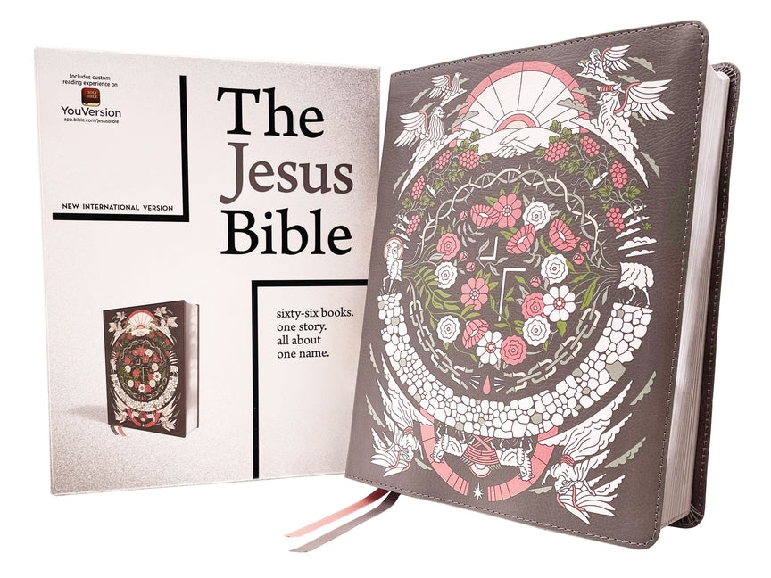 Jesus Bible Artist Edition, Niv, Leathersoft, Gray Floral, Comfort Print - Ingram