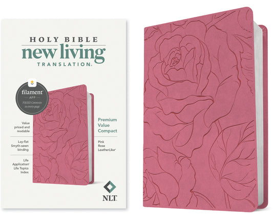 NLT Premium Value Compact Bible, Filament Enabled (Leatherlike, Pink Rose) - Ingram