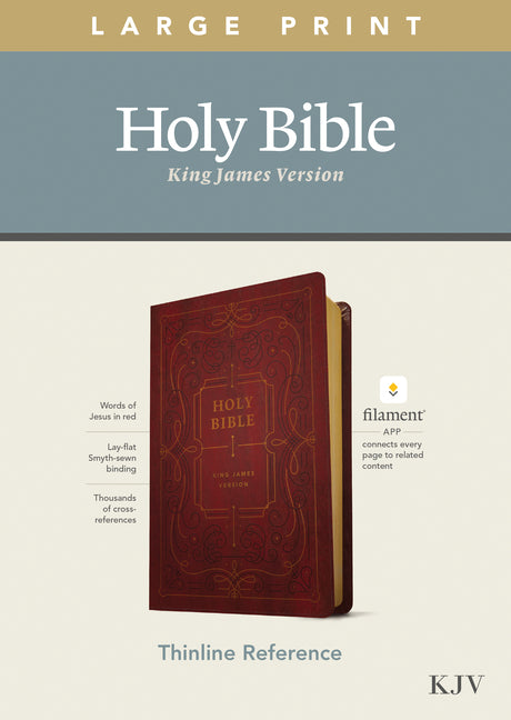 KJV Large Print Thinline Reference Bible, Filament Enabled Edition (Red Letter, Leatherlike, Burgundy) - Ingram