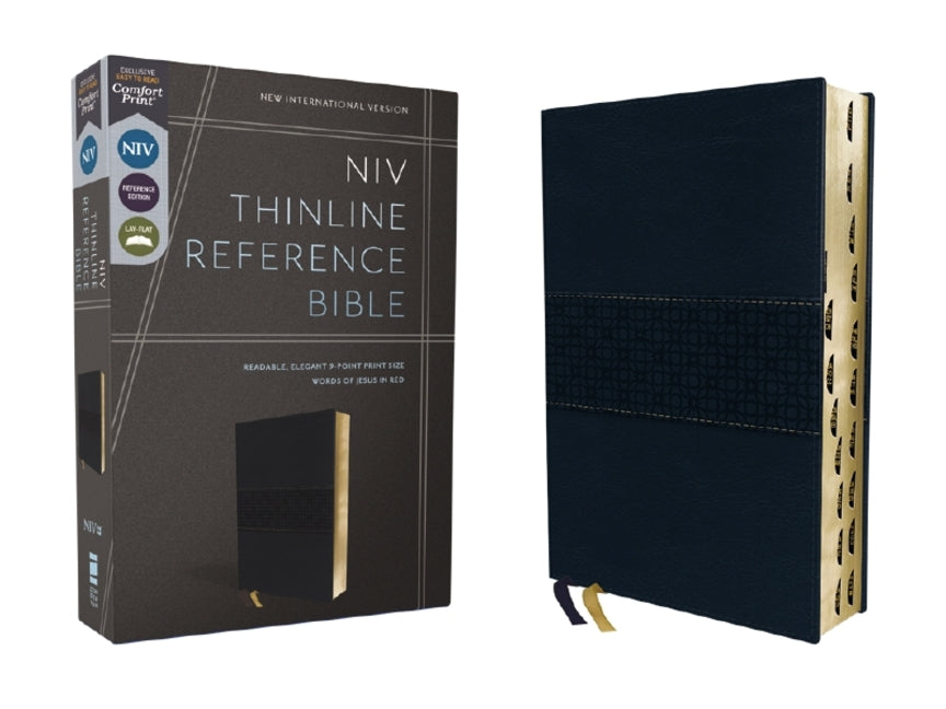 Niv, Thinline Reference Bible (Deep Study at a Portable Size), Leathersoft, Navy, Red Letter, Thumb Indexed, Comfort Print - Ingram