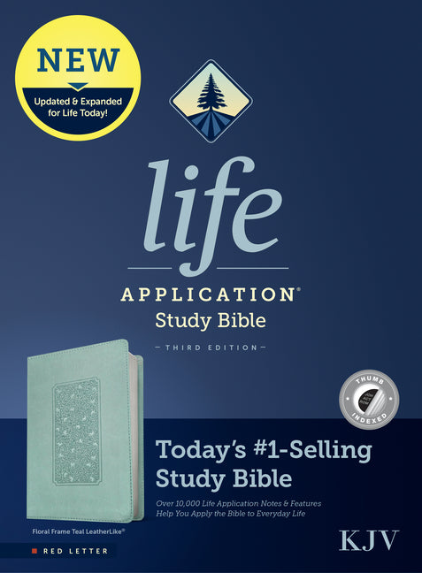 KJV Life Application Study Bible, Third Edition (Leatherlike, Floral Frame Teal, Indexed, Red Letter) - Ingram