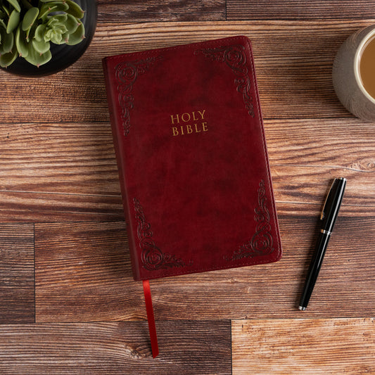 KJV Large Print Personal Size Reference Bible, Burgundy Leathertouch, Indexed - Ingram