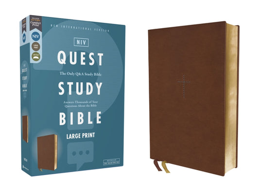 Niv, Quest Study Bible, Large Print, Leathersoft, Brown, Comfort Print: The Only Q and A Study Bible - Ingram
