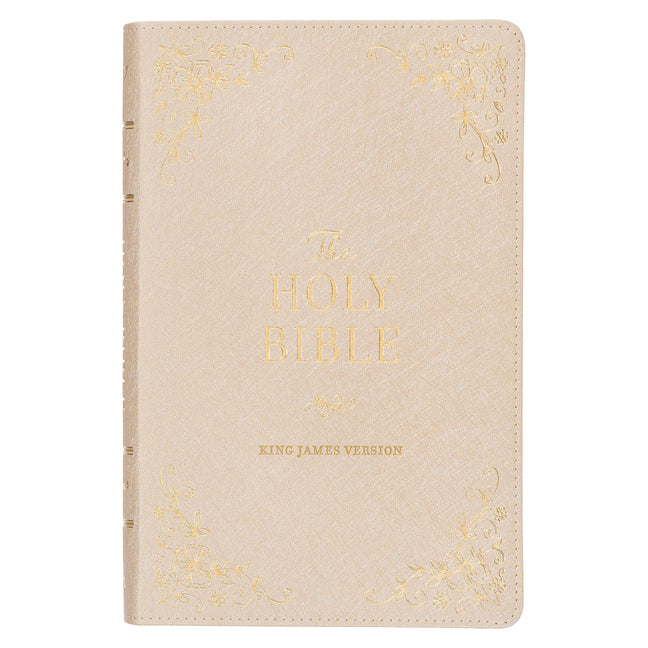 KJV Holy Bible, Standard Size Faux Leather Red Letter Edition Thumb Index, Ribbon Marker, King James Version, Pearlescent Taupe - Ingram