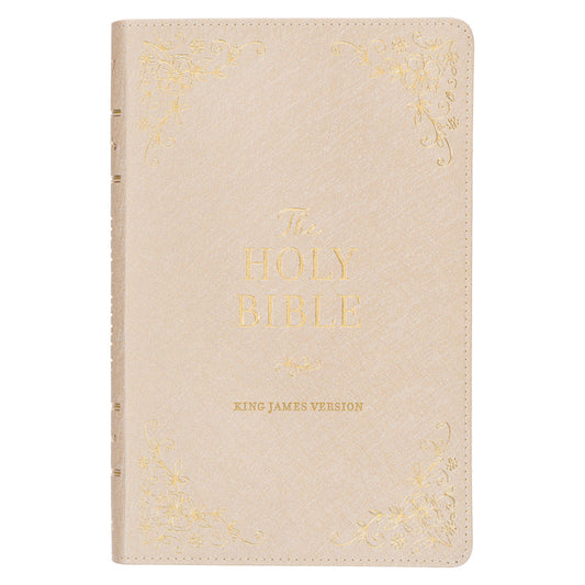 KJV Holy Bible, Standard Size Faux Leather Red Letter Edition Thumb Index, Ribbon Marker, King James Version, Pearlescent Taupe - Ingram