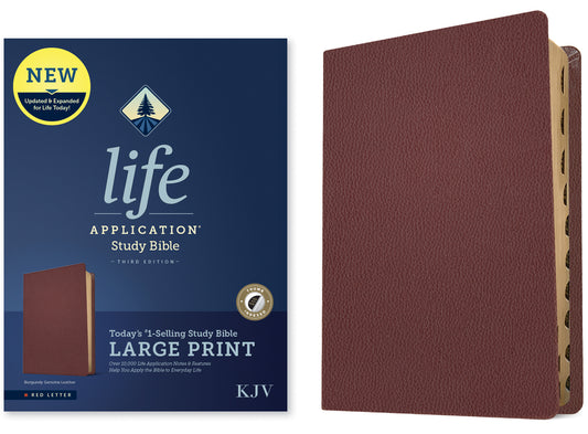KJV Life Application Study Bible, Third Edition, Large Print (Genuine Leather, Burgundy, Indexed, Red Letter) - Ingram