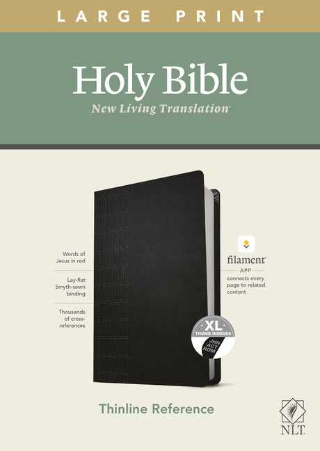 NLT Large Print Thinline Reference Bible, Filament Enabled Edition (Red Letter, Leatherlike, Black, Indexed) - Ingram