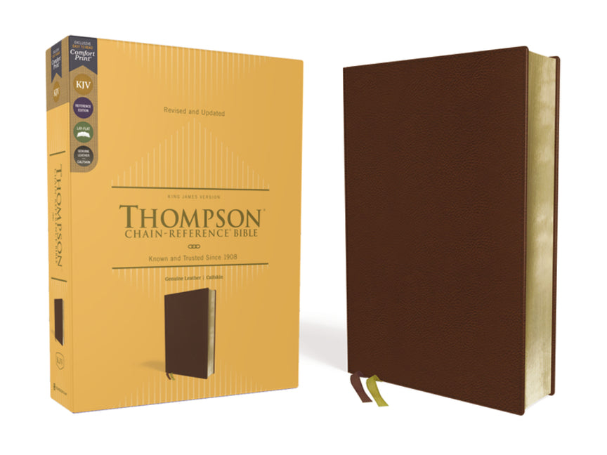 Kjv, Thompson Chain-Reference Bible, Genuine Leather, Calfskin, Brown, Red Letter, Comfort Print - Ingram