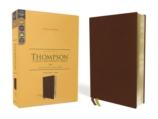 Kjv, Thompson Chain-Reference Bible, Genuine Leather, Calfskin, Brown, Red Letter, Comfort Print - Ingram