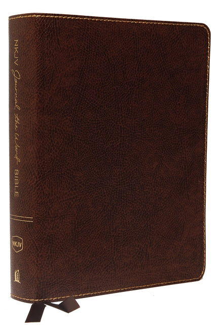 NKJV, Journal the Word Bible, Large Print, Bonded Leather, Brown, Red Letter Edition: Reflect, Journal, or Create Art Next to Your Favorite Verses - Ingram