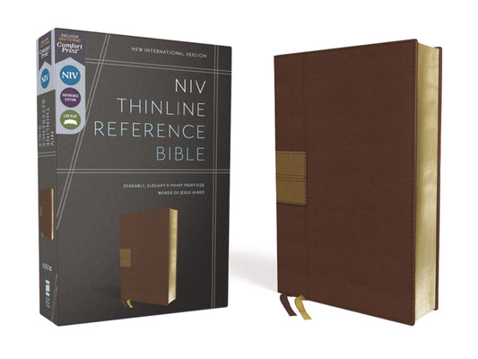 Niv, Thinline Reference Bible (Deep Study at a Portable Size), Leathersoft, Brown, Red Letter, Comfort Print - Ingram