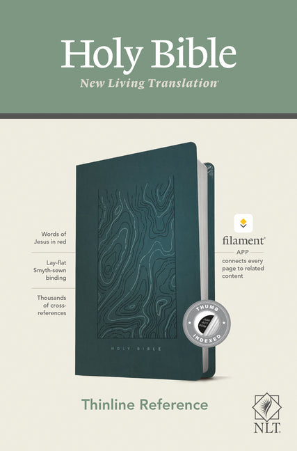 NLT Thinline Reference Bible, Filament Enabled Edition (Red Letter, Leatherlike, Teal Blue, Indexed) - Ingram