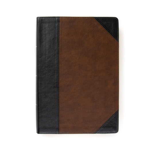 KJV Super Giant Print Reference Bible, Black/Brown Leathertouch - Ingram