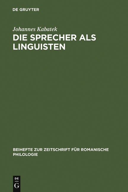Sprecher als Linguisten (Reprint 2012) - Ingram