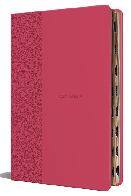 KJV Holy Bible, Large Print Medium Format, Fuchsia Faux Leather W/Ribbon Marker, Red Letter, Thumb Index - Ingram