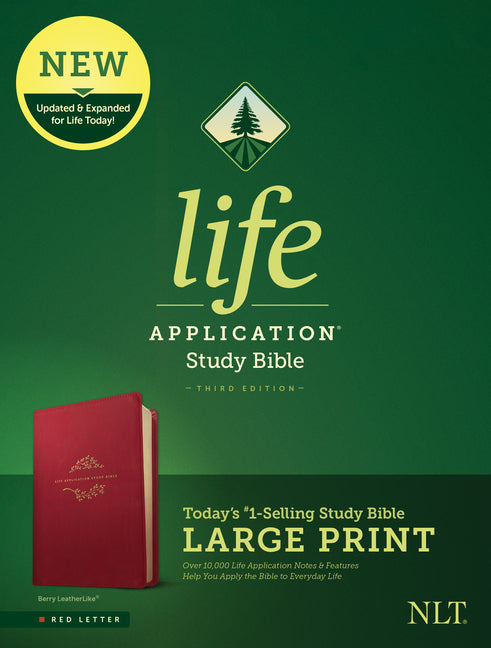 NLT Life Application Study Bible, Third Edition, Large Print (Red Letter, Leatherlike, Berry) - Ingram
