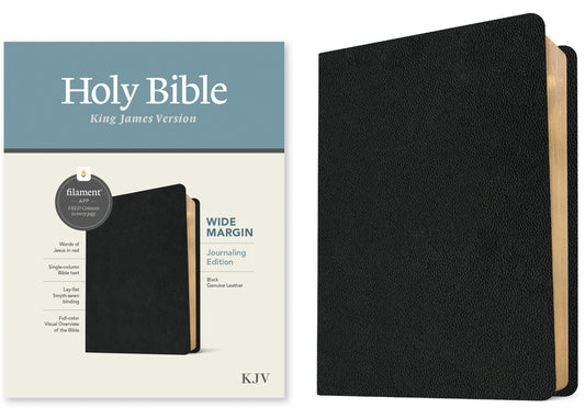 KJV Wide Margin Bible, Filament Enabled (Genuine Leather, Black, Red Letter) - Ingram