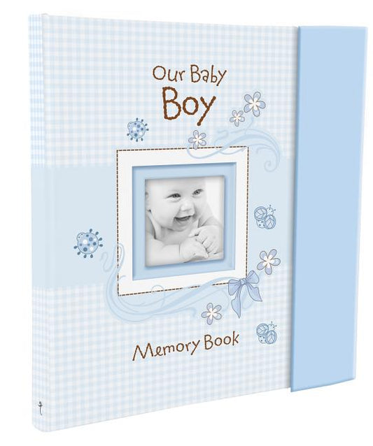 Christian Art Gifts Boy Baby Book of Memories Blue Keepsake Photo Album Our Baby Boy Memory Book Baby Book with Bible Verses, the First Year - Ingram