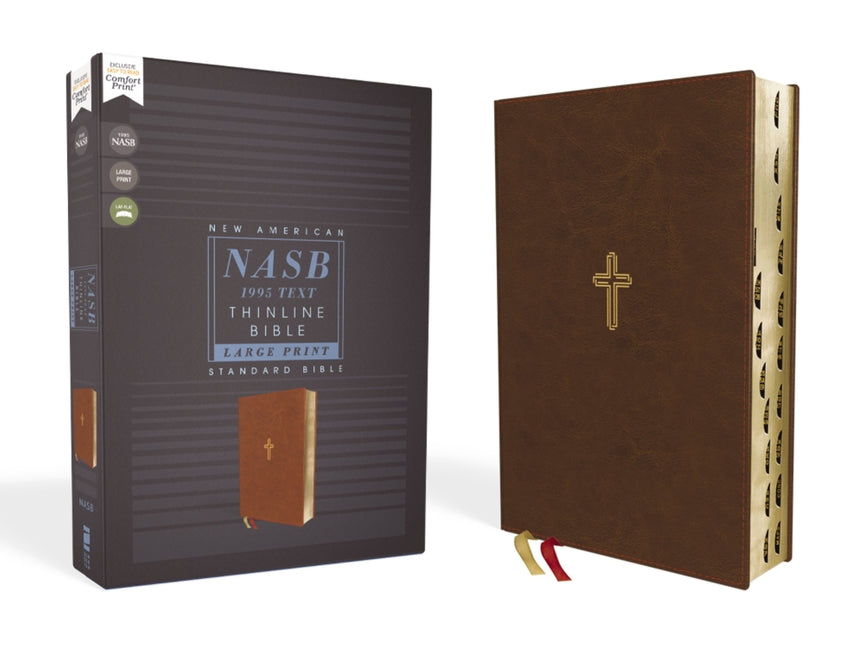 Nasb, Thinline Bible, Large Print, Leathersoft, Brown, Red Letter Edition, 1995 Text, Thumb Indexed, Comfort Print - Ingram