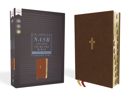 Nasb, Thinline Bible, Large Print, Leathersoft, Brown, Red Letter Edition, 1995 Text, Thumb Indexed, Comfort Print - Ingram