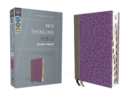 Niv, Thinline Bible, Giant Print, Leathersoft, Gray/Purple, Red Letter, Thumb Indexed, Comfort Print - Ingram