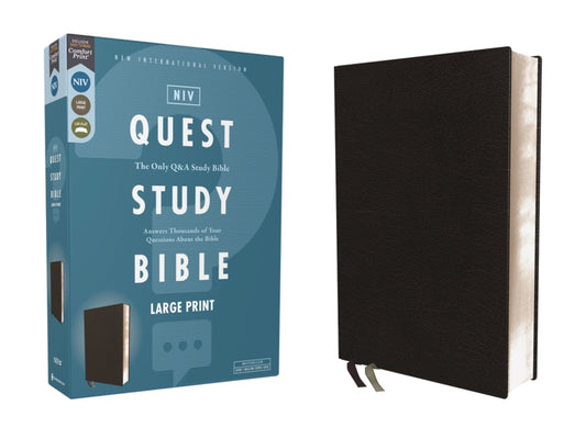 Niv, Quest Study Bible, Large Print, Bonded Leather, Black, Comfort Print: The Only Q and A Study Bible - Ingram