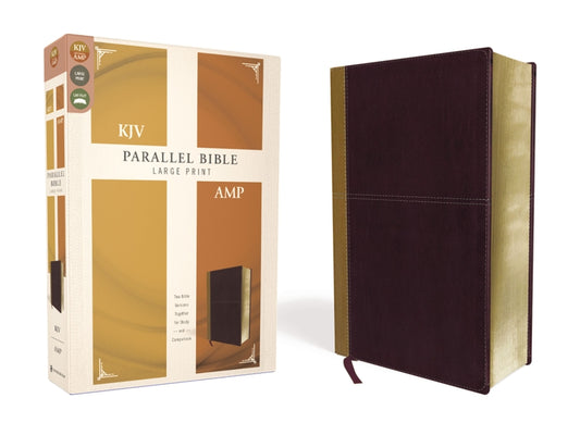 KJV, Amplified, Parallel Bible, Large Print, Leathersoft, Tan/Burgundy, Red Letter Edition: Two Bible Versions Together for Study and Comparison - Ingram