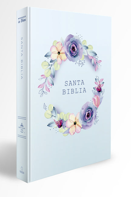 Biblia Rvr 1960 Letra Grande, Manual, Tapa Dura Con Nombres de Dios, Flores Azul / Spanish Bible Rvr 1960 Handy Size, Lp, Hc with Names of God, Blue F - Ingram