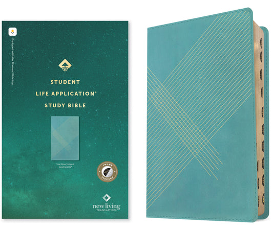 NLT Student Life Application Study Bible, Filament Enabled (Leatherlike, Teal Blue Striped, Indexed, Red Letter) - Ingram