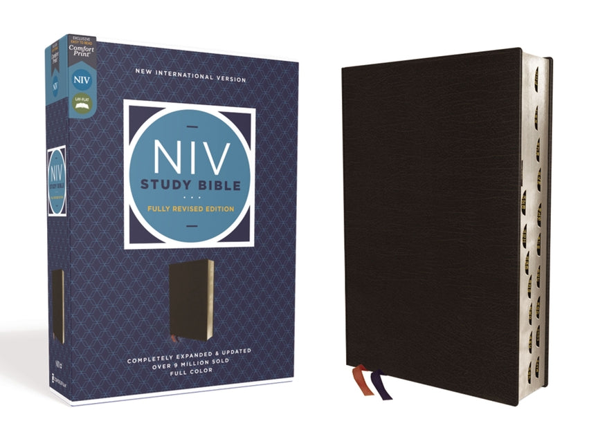NIV Study Bible, Fully Revised Edition, Bonded Leather, Black, Red Letter, Thumb Indexed, Comfort Print - Ingram