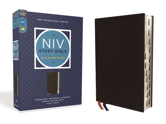 NIV Study Bible, Fully Revised Edition, Bonded Leather, Black, Red Letter, Thumb Indexed, Comfort Print - Ingram