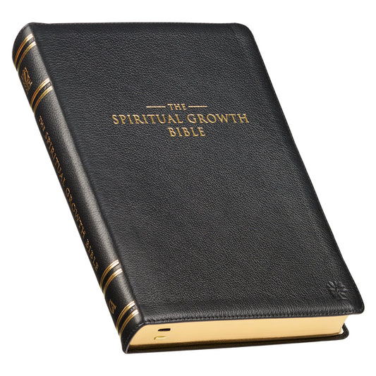 Spiritual Growth Bible, Study Bible, NLT - New Living Translation Holy Bible, Premium Full Grain Leather, Black - Ingram