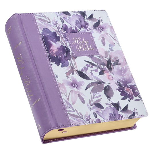 KJV Holy Bible, Note-Taking Bible, Faux Leather Hardcover - King James Version, Purple Floral Printed - Ingram