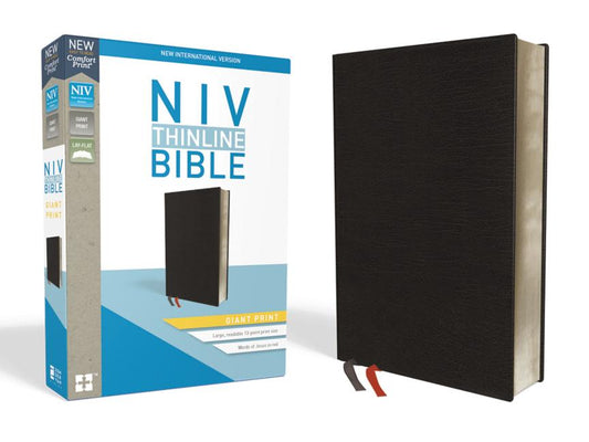 NIV, Thinline Bible, Giant Print, Bonded Leather, Black, Indexed, Red Letter Edition (Special) - Ingram