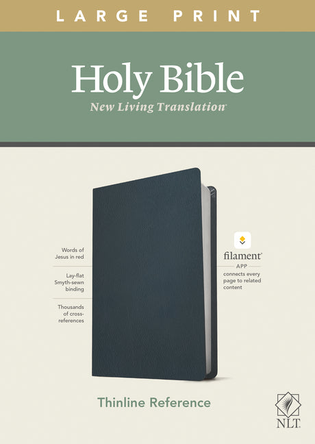 NLT Large Print Thinline Reference Bible, Filament Enabled Edition (Red Letter, Genuine Leather, Blue) - Ingram