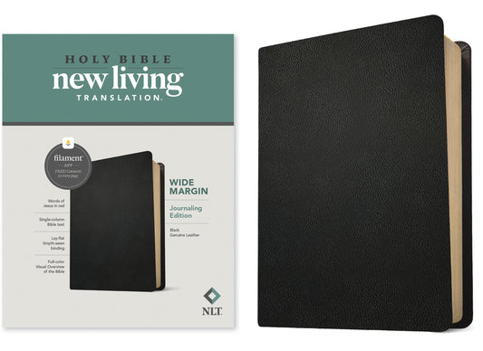NLT Wide Margin Bible, Filament Enabled (Genuine Leather, Black, Red Letter) - Ingram