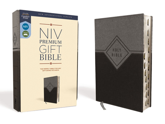 Niv, Premium Gift Bible, Leathersoft, Black/Gray, Red Letter Edition, Indexed, Comfort Print - Ingram