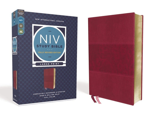 NIV Study Bible, Fully Revised Edition, Large Print, Leathersoft, Burgundy, Red Letter, Comfort Print - Ingram