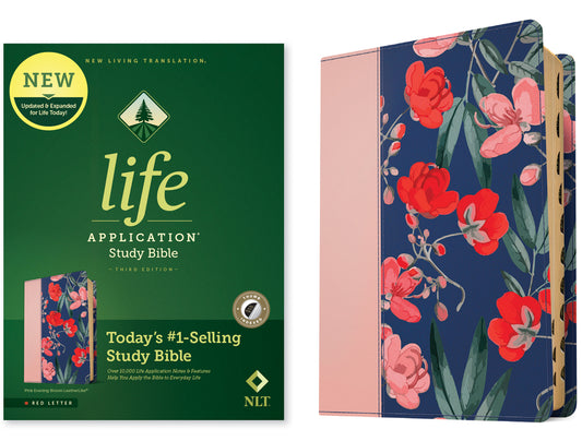NLT Life Application Study Bible, Third Edition (Leatherlike, Pink Evening Bloom, Indexed, Red Letter) - Ingram