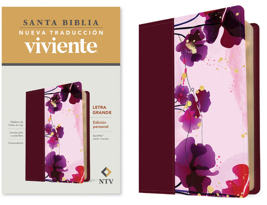 Santa Biblia Ntv, Edición Personal, Letra Grande (Sentipiel, Jardín Morado, Letra Roja) - Ingram