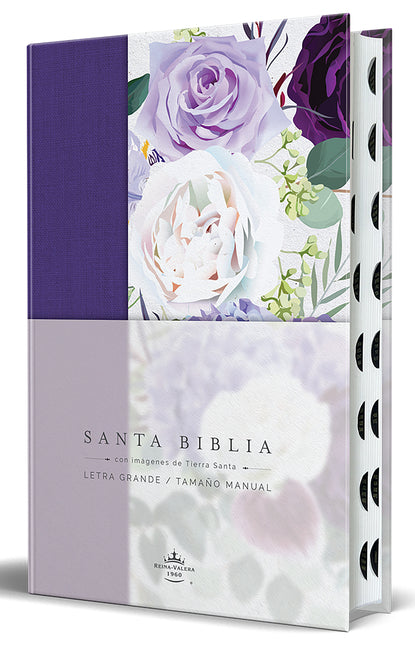 Biblia Rvr1960 Tapa Dura Y Tela Morada Con Flores Tamaño Manual Con Índice / Spanish Bible Rvr 1960, Hardcover, Purple Cloth with Flowers, Handy Size - Ingram