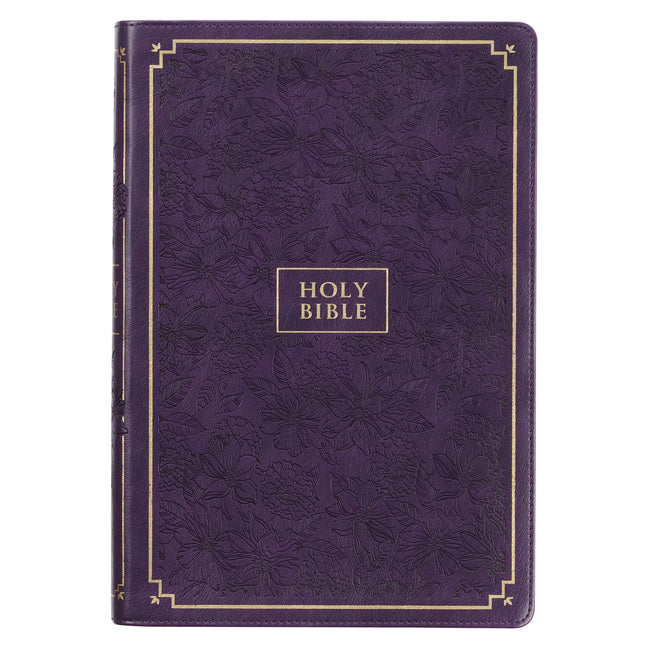 KJV Holy Bible, Giant Print Full-Size Faux Leather Red Letter Edition - Thumb Index & Ribbon Marker, King James Version, Purple Floral - Ingram