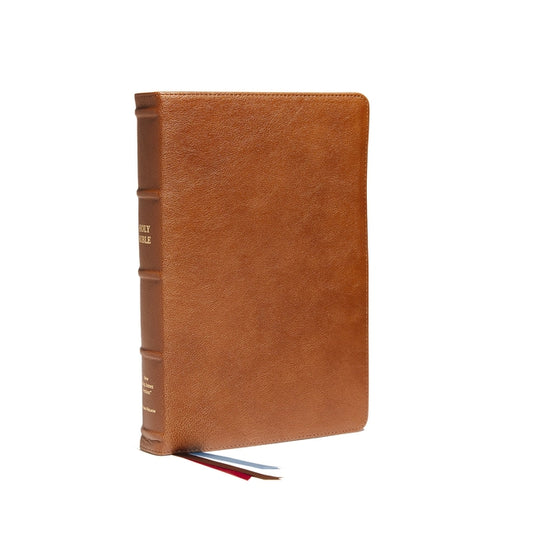 Nkjv, Reference Bible, Classic Verse-By-Verse, Center-Column, Premium Goatskin Leather, Brown, Premier Collection, Red Letter, Thumb Indexed, Comfort - Ingram