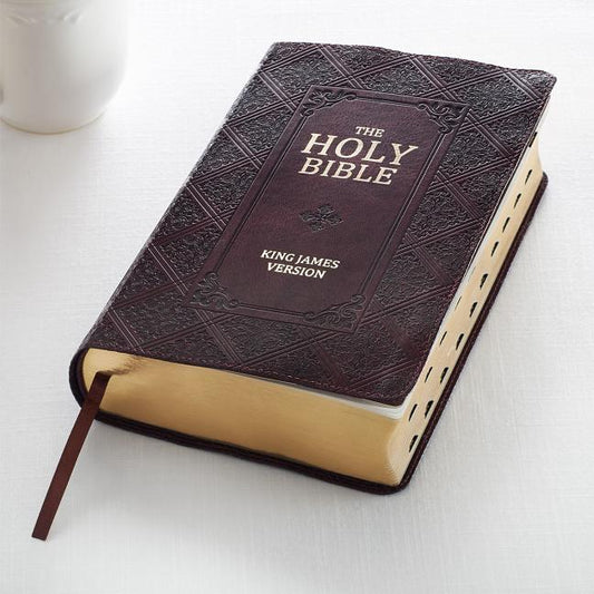 KJV Giant Print Lux-Leather Pattern Dark Brown - Ingram