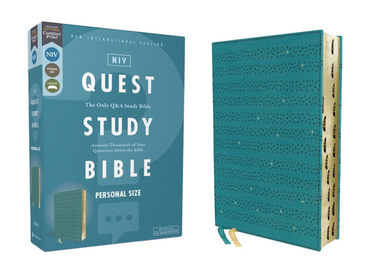 Niv, Quest Study Bible, Personal Size, Leathersoft, Teal, Thumb Indexed, Comfort Print: The Only Q and A Study Bible - Ingram