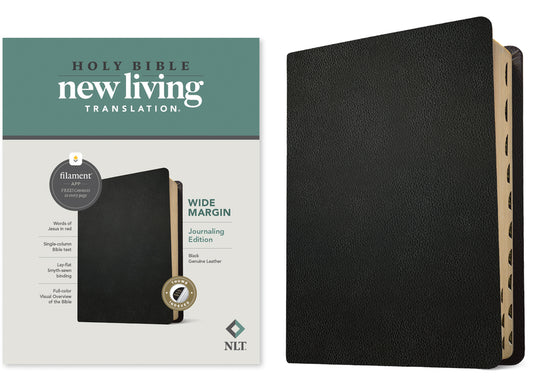 NLT Wide Margin Bible, Filament Enabled (Genuine Leather, Black, Indexed, Red Letter) - Ingram