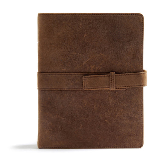 CSB Legacy Notetaking Bible, Tan Genuine Leather with Strap - Ingram