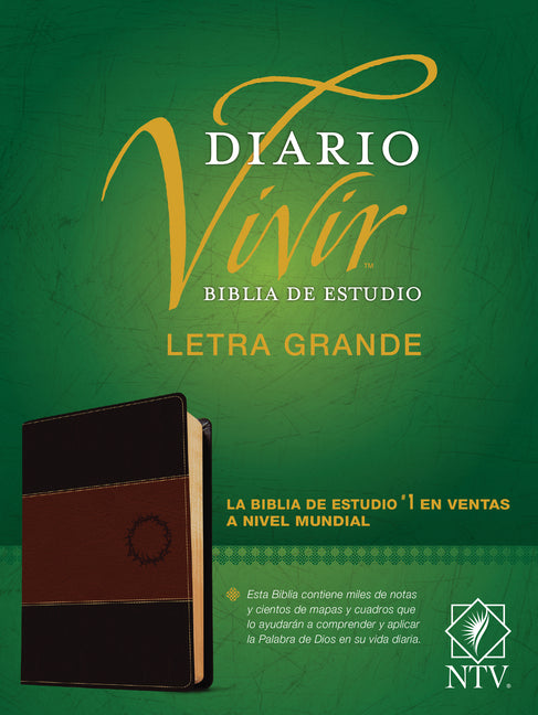 Biblia de Estudio del Diario Vivir Ntv, Letra Grande (Sentipiel, Café/Café Claro, Letra Roja) - Ingram