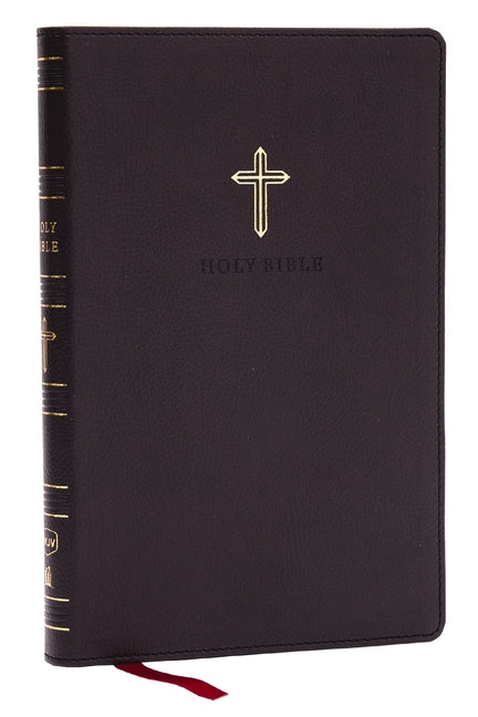 NKJV Holy Bible, Ultra Thinline, Black Leathersoft, Red Letter, Comfort Print - Ingram